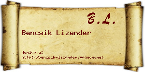 Bencsik Lizander névjegykártya