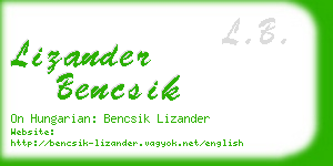 lizander bencsik business card